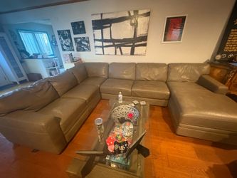Leather sleeper sectional couch