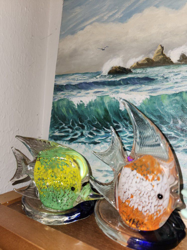 Party Lite Tropical Glass Blown Fish Candle Holder $20 Ea or 2/$35

