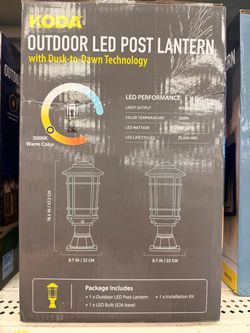 Koda Outdoor LED Post Lantern with Dusk-to-Dawn