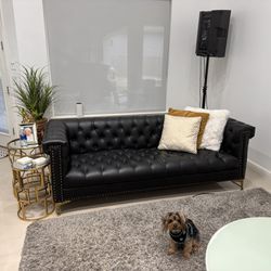 Black Leather Living Room Set 