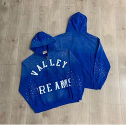 Valley Dreams Blue Rhinestone Zip-Up Hoodie