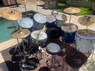MUST SELL TODAY - Full Drum Kit 2 Bass + 3 Hi-Hats + 9 Cymbals - $699 (Pickup Corona)