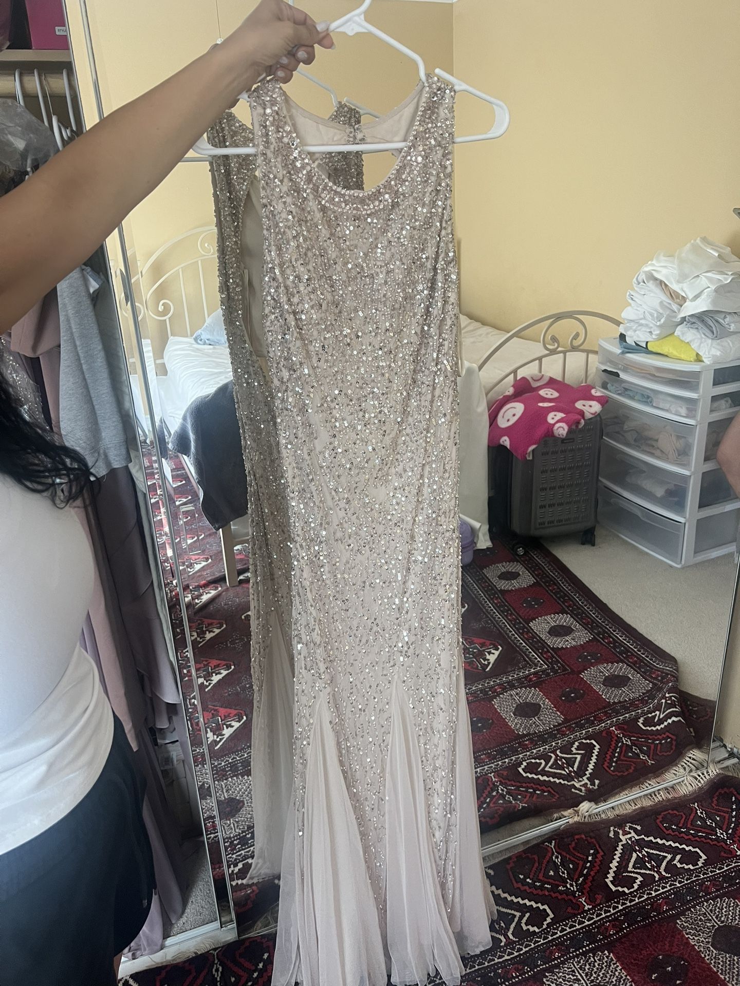 Gold Open Back Sequin Dress