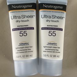 New 2pk Neutrogena Ultra Sheer Dry-Touch Sunscreen Lotion SPF 55 UVA/UVB Protection