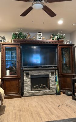 Entertainment center and fireplace