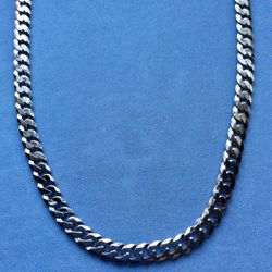 QUALITY!! 24” Men’s Cuban 7mm Necklace Solid Sterling Silver Italy 925 *Pickup Boca Raton 