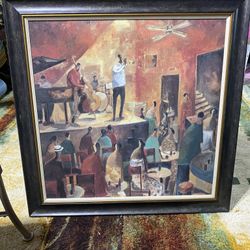 Didier Lourenco "RED JAZZ" Print, Framed