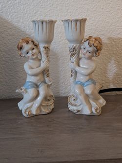Antique Cherub Candlesticks (1940s)
