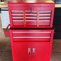 🔥Special Discount 🔥2-IN-1 Tool Chest & Cabinet, Large Capacity 8-Drawer Rolling Metal Tool Box Organizer with Wheels Lockable(Red) 💰99$  Decatur Lo
