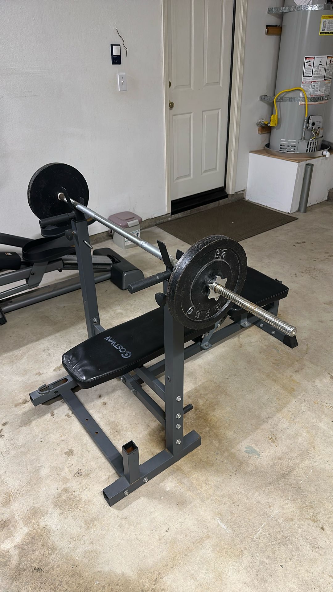 Bench Rack With Standard Bar And Weights