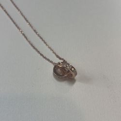 Doubled Circle Linked Necklace- 18k Rose Gold Plated 