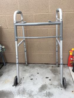 Adjustable Walker w/wheels & Crutches - all metal
