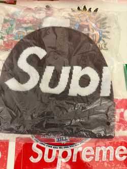 Supreme Big logo beanie brown