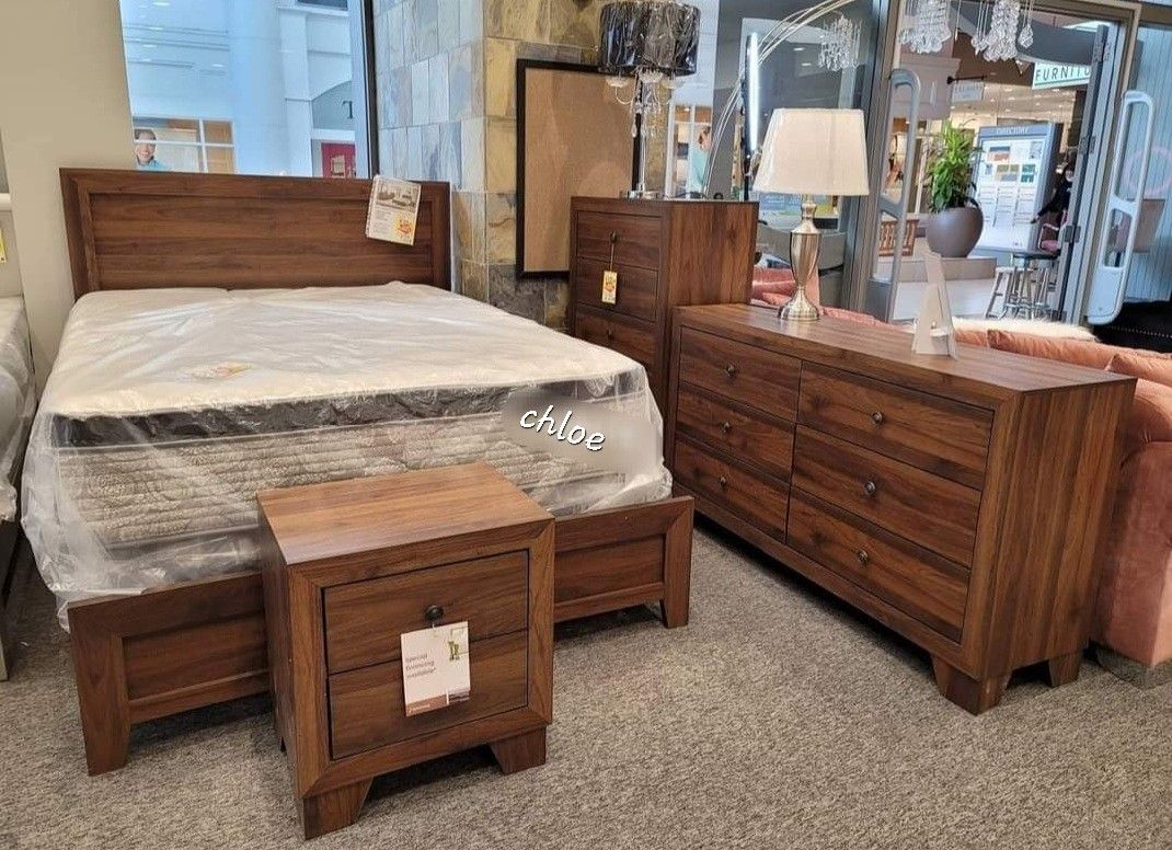 
♡ASK DISCOUNT COUPOn💬 queen King full twin bed dresser mirror nightstand bunk mattress box/3pcmilli Cherry Panel Bedroom Set 