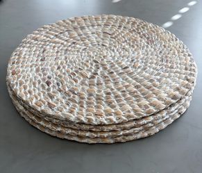 Set of 4 Crate & Barrel Whitewashed Water Hyacinth Placemats