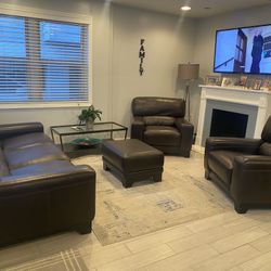 Leather Living Room Set - Dark Brown
