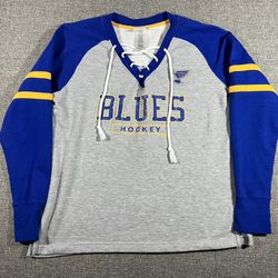 NHL St Louis Blues Hockey Lace Up Long Sleeve Top Women’s Size XL  