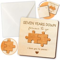 STOFINITY 7th Anniversary Wood Card Gifts for Him Her w/ Envelope