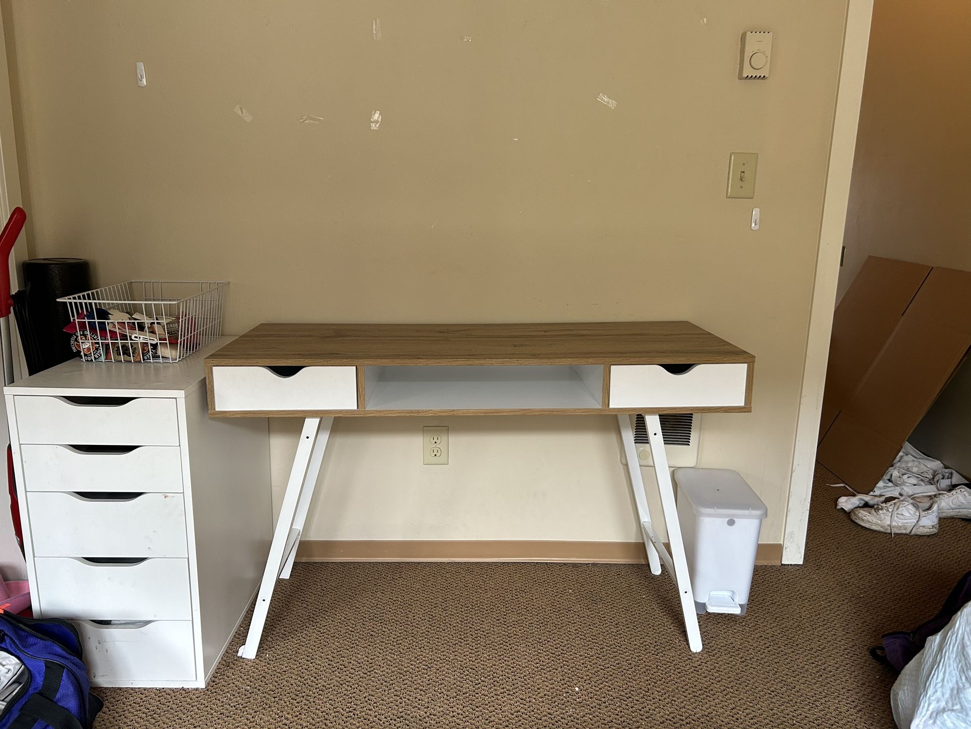 Oak And White Desk