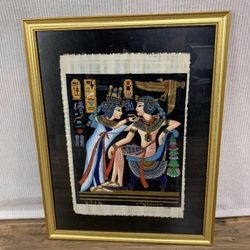 Painted Egyptian Scroll Framed Signed