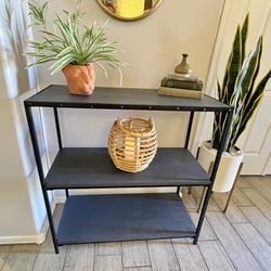 Industrial 3-Tier Black Metal & Wood Console
