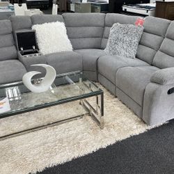 SECTIONAL RECLINERS IN GRAY FABRIC ON SALE 🔥‼️