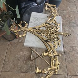 Vintage Syroco 3 Arm Wall Sconce Gold Gilt Floral Design Hollywood Regency 1970 Glass Sconce