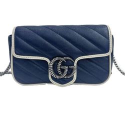 Gg marmont chain flap leather crossbody bag