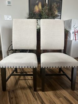 Chairs Coaster Set of 2 Wildon home binghamton natural look smokey black finish wood beige fabric chairs