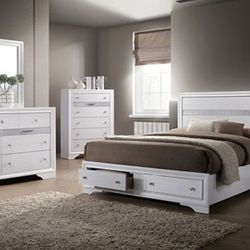 Brand New White 4pc Queen Bedroom Set (Available In Eastern King)