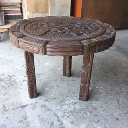 Maya Antique Hand Carving End Table 