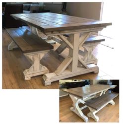 Handmade  6ft farmhouse Table and bench  (choose color/size)