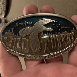  Vintage Pewter Wild Turkey Belt Buckle 
