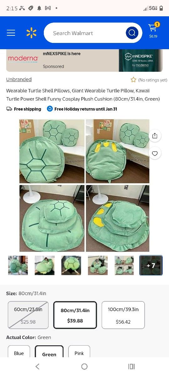 Wearable Shell Turtle Pillow Medium Size I Have 2