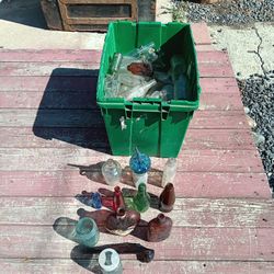  Lot Of Vintage Glass Bottles 