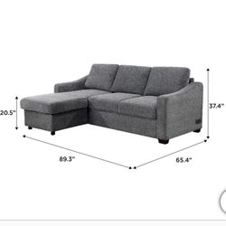 Coddle Aria Fabric Sleeper Sofa with Reversible Chaise and Storage