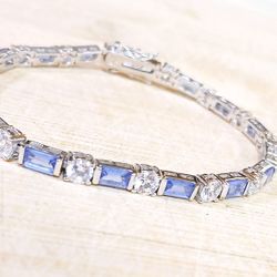 SS Gemstone Tennis Bracelet 