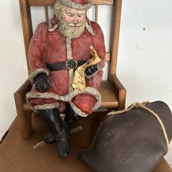 Vintage Santa W/ Wooden Bench And Sack $50