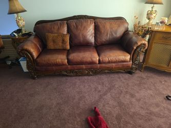 Couch made out of a leather must be picked up in San Francisco.