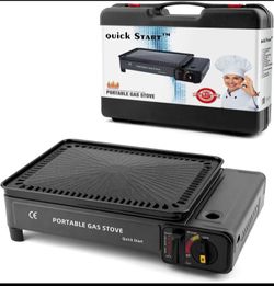 Butane Stove with Griddle Top and Carrying Case, Portable Outdoor Cooking