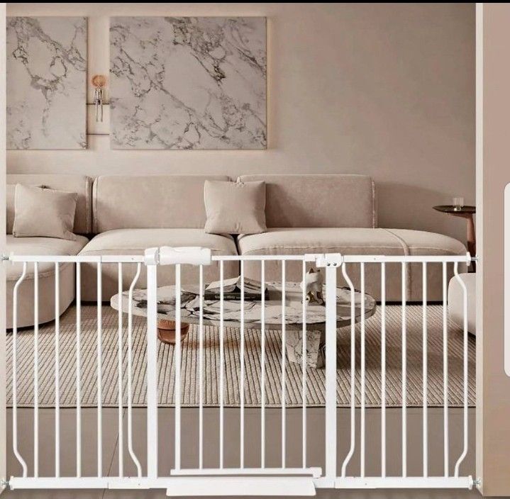 Extra Wide Safety Gate with Door, Pressure Mounted 57.48-62.20 Inch,