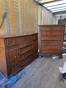2 Beautiful Wooden Dressers. Right One 57” Tall And 42” Wide / Left Dresser 45” Tall And 65.5” Wide  (Very negotiable) 