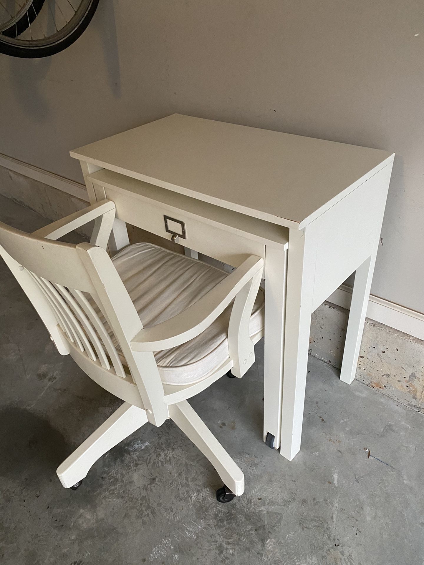 Working from home? Like new white Pottery Barn nesting desk and rolling chair
