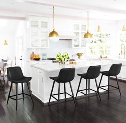 LUE BONA Windsor Wooden Barstools Set of 3 for Kitchen Island, Farmhouse 30 Inch Bar Height Stools Chairs with Spindle Back for Bar Bistro, Black