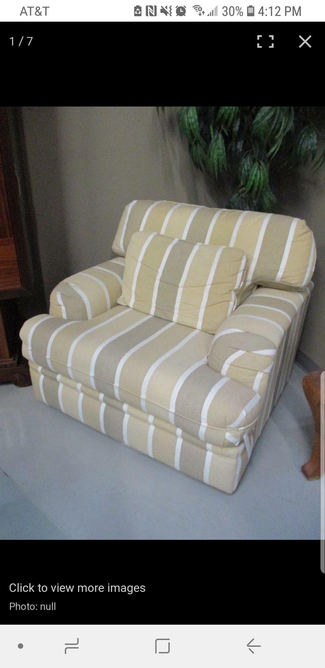 Large Striped Chair with Ottoman
