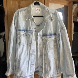 Zara Women’s Denim Heart Jacket Size XL