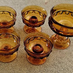 Indiana Amber Glass Candle Holders
