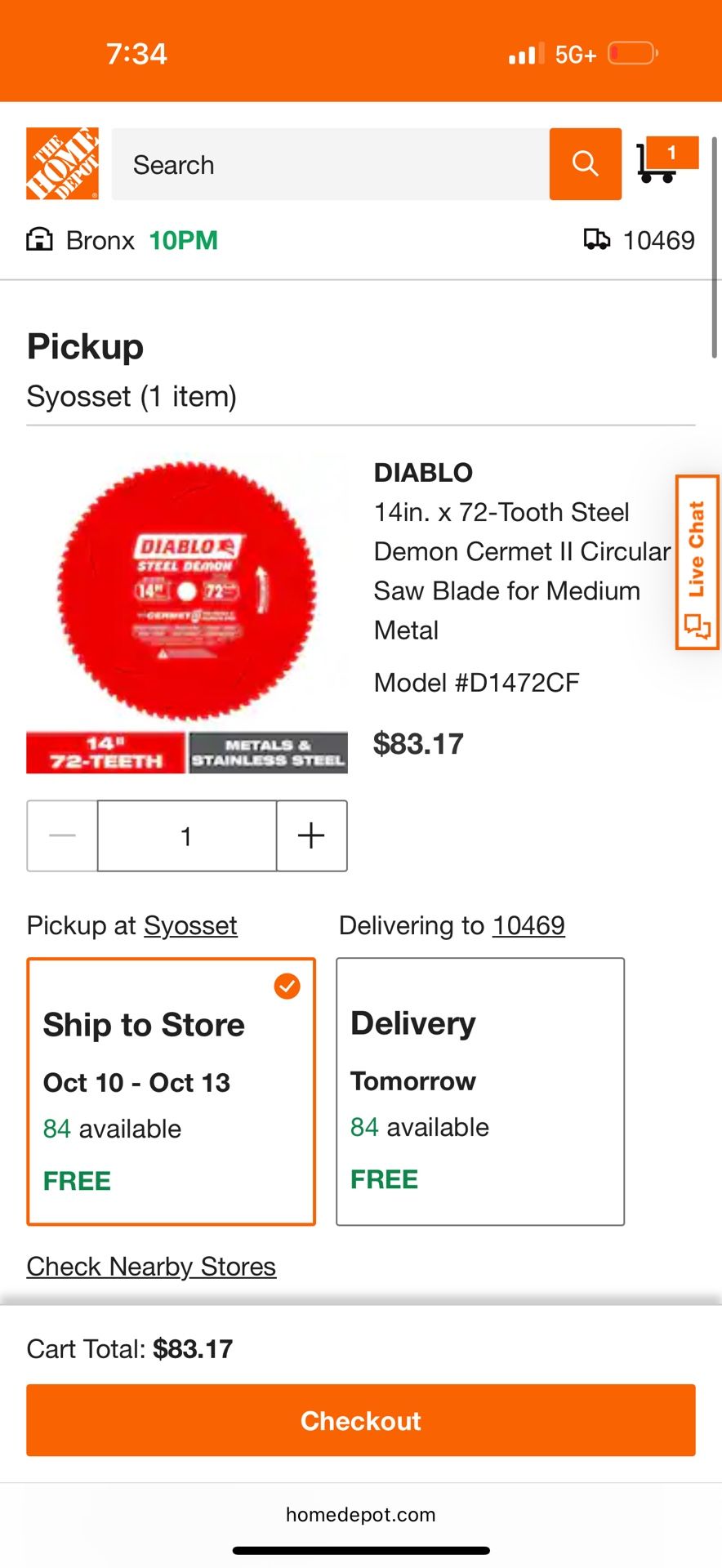 Diablo steel demon 14” 72 Teeth