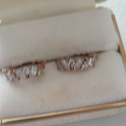 19kt Rose Gold Over Sterling Huggies W/1/3 Kt Diamonique 