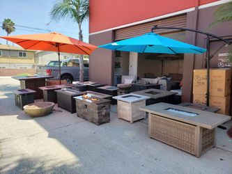 New outdoor patio furniture propane gas fire pit heater table